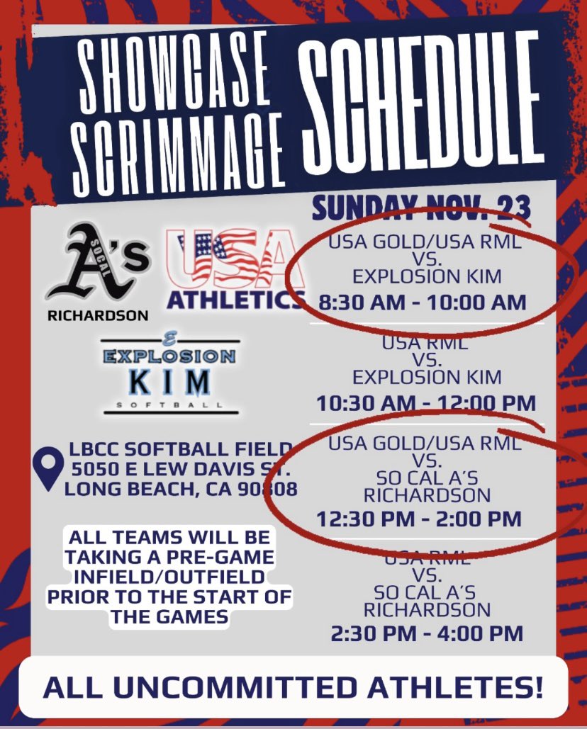 lexyeverett2026's tweet photo. New weekend plan! Come see our uncommitted players this weekend 
📍LB City College Softball Field
Games Saturday and Sunday
See you there!
@usaathletics18g @EFP_Solutions @CBerouty https://t.co/OV1brQHy0b