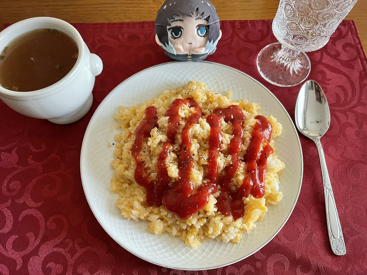 yukimasa_obi's tweet image. お昼は『日々は過ぎれど飯うまし』一話目で、まこっちが食べていた『生オムライス』を作ってみたよ😋想像以上に美味しかったわい✨しかも簡単❗️