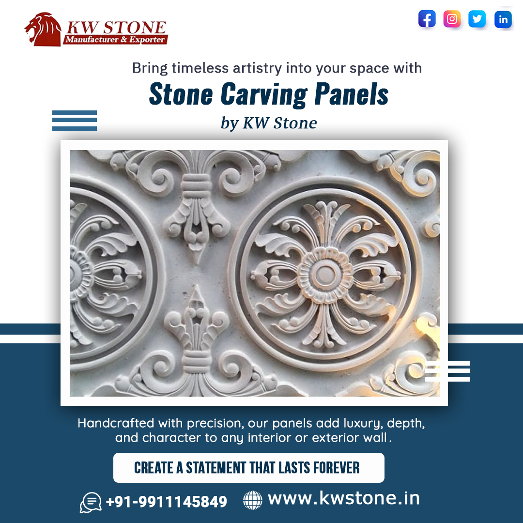 kwstonedelhi's tweet image. Bring timeless artistry into your space with Stone Carving Panels by KW Stone.
Handcrafted with precision, our panels add luxury, depth and character to any interior or exterior wall.
Create a statement that lasts forever.
For More Detail Visit: - kwstone.in
#KWStone