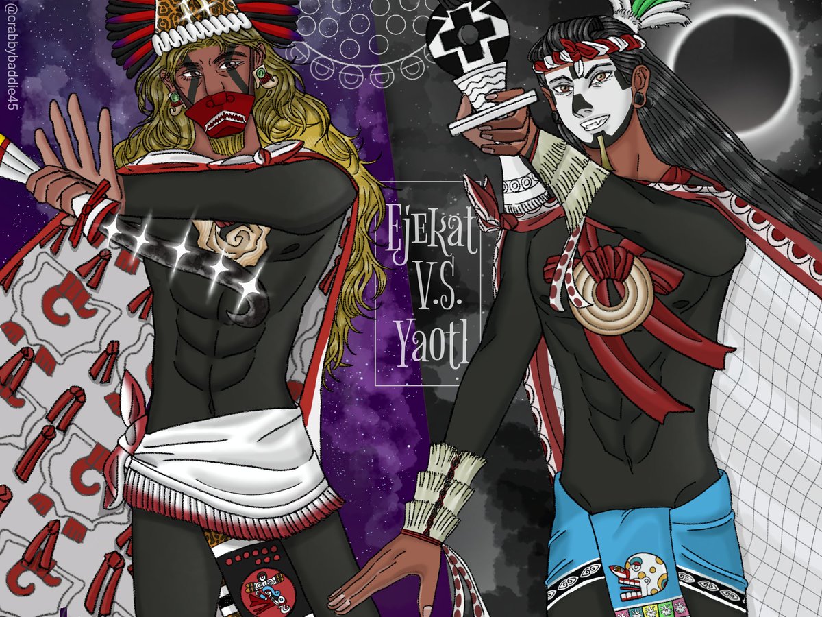 crabbybaddie45's tweet image. The epic battle between two rivalry brothers among the galaxy and night sky, Ehecatl and Tezcatlipoca 
#aztec #nahua #ehecatl #tezcatlipoca