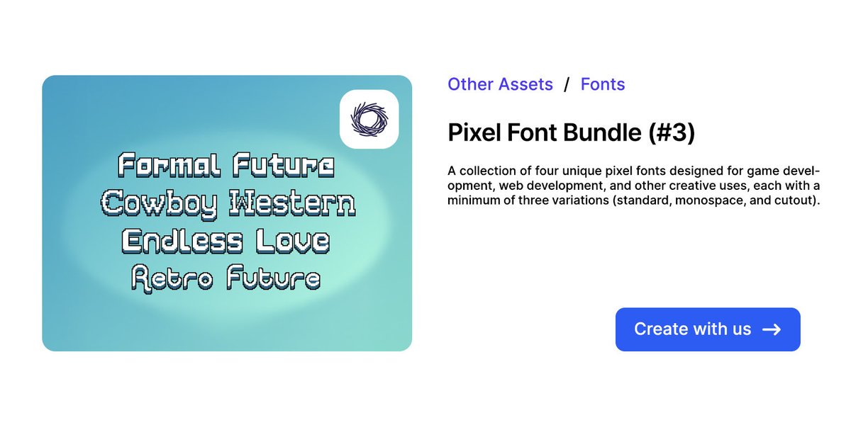 RenderNestLTD's tweet photo. Fonts with pixel-perfect personality.🧩 Pixel Font Bundle (#3) includes 4 unique fonts — each with standard, monospace &amp; cutout styles. Great for games, UI, retro web, and more 🔗 https://t.co/V3dmdklLvS #PixelFonts #GameDev #CreativeNest #GraphicDesign #Pixel #Fonts https://t.co/Avk1LAn3Jh