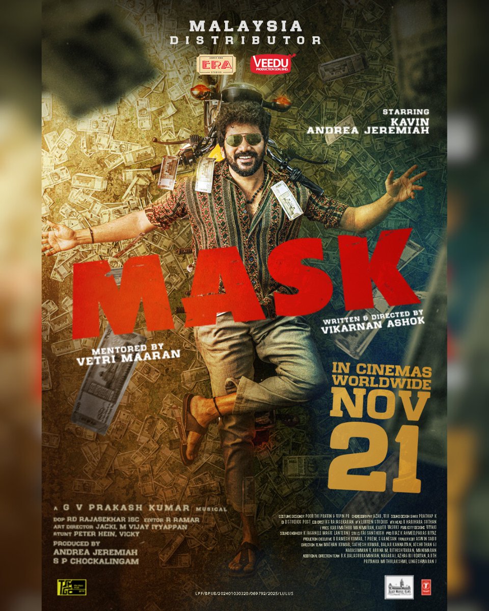 LFSCinemasMY's tweet photo. 440 crores. 7 days. One bag of tricks.
Greed, betrayal, and mind games collide in a race against time.
Starring Kavin, #MASK is the heist thriller you don’t want to miss, now showing in LFS Cinemas!
#LFSCinemas #MASKMovie #Kavin #HeistThriller #ActionMovie #InCinemasNow https://t.co/Hwutkfi37u