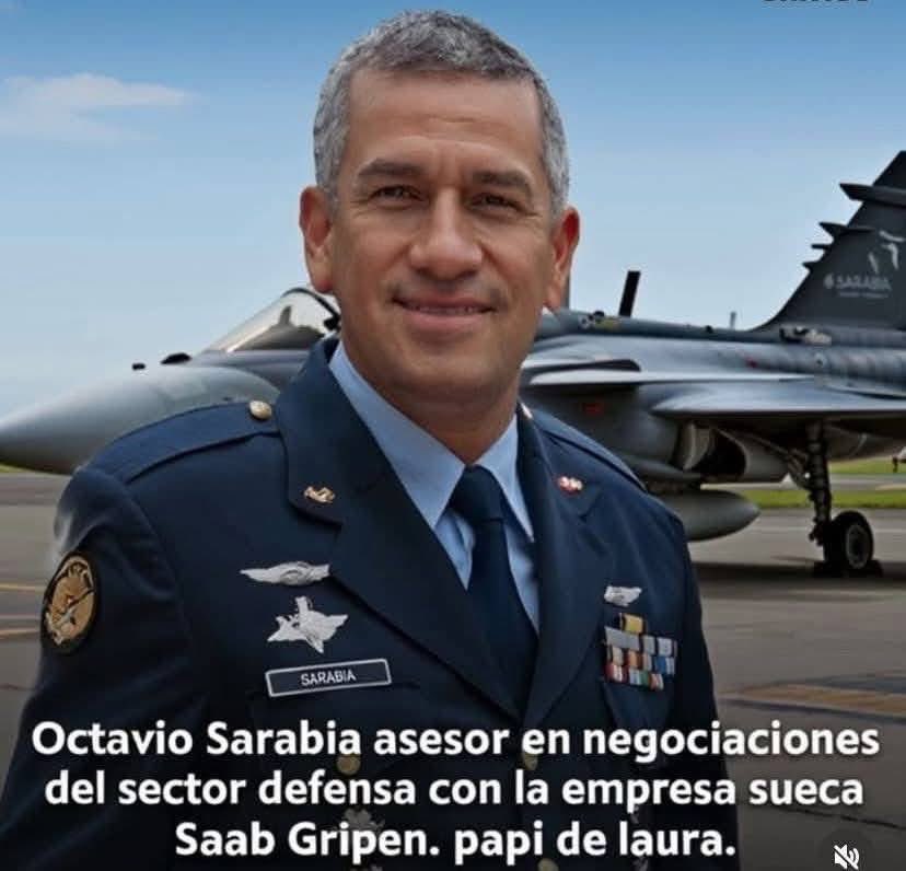 waldoalarconho1's tweet image. Les cuento que hasta el papá de Laura Sarabia está metido, como decimos en la costa, en la barba de los Gripen.  
Octavio Sarabia es técnico jefe retirado de la Fuerza Aérea y aparece como asesor en la compra de los aviones. 

#PetroCoima