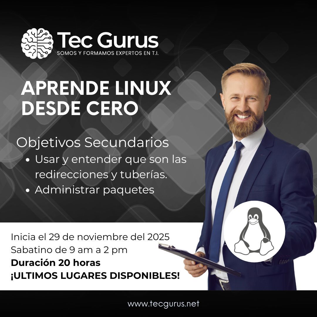 tecgurusnet's tweet image. 🚀 Aprende Linux desde cero y domina la terminal, redirecciones, tuberías y administración de paquetes para usar Linux como un profesional 💻🐧
¿Te comparto el temario y próximos inicios? 👉🏻📝 
Responde a esta publicación