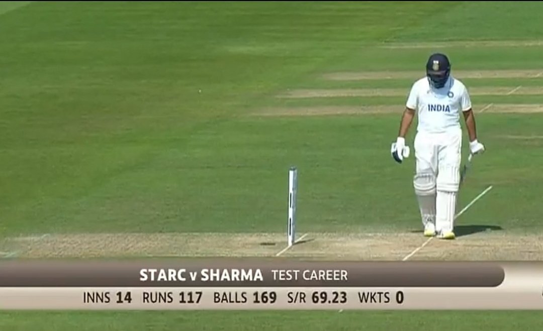 45Fan_Prathmesh's tweet photo. Crazy fact : 

Mitchell Starc never dismissed Rohit Sharma in test cricket. Damnnnn 🥶 https://t.co/o5W0SKEjLk