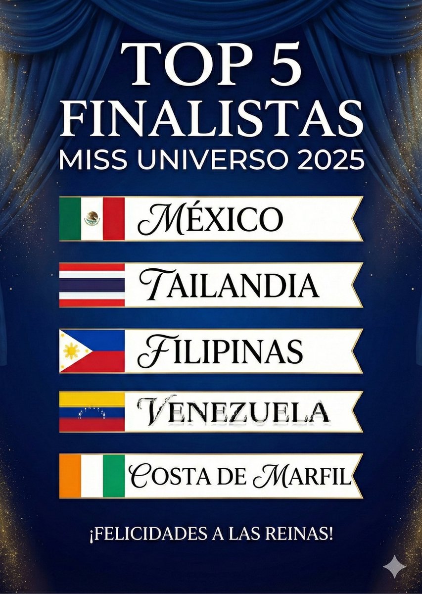 Stephany Abasali de Venezuela y #FatimaBosch de Tabasco México las dos latinas que pasaron al top 5 de #MissUniverso2025