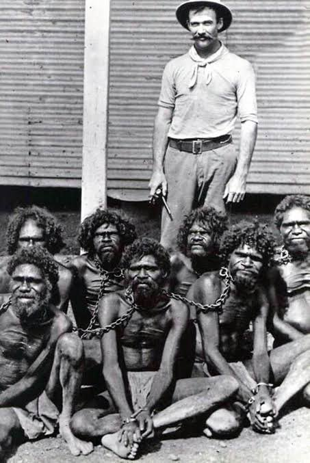 JJKALE2's tweet image. &quot;Australian Values&quot; 

For those saying that the first image was a &quot;picture was of it&apos;s time&quot;. The second image of three First Nations kids cable tied by a Broome man was taken just 30 months ago.
