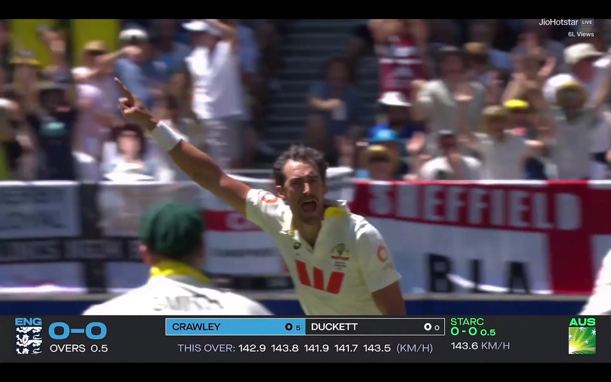 ArunRawal93's tweet photo. Mitchell Starc becomes the 1st left-arm pacer in Ashes history to take 100 wickets!
#Ashes #Starcy https://t.co/QVa3eOiZAL