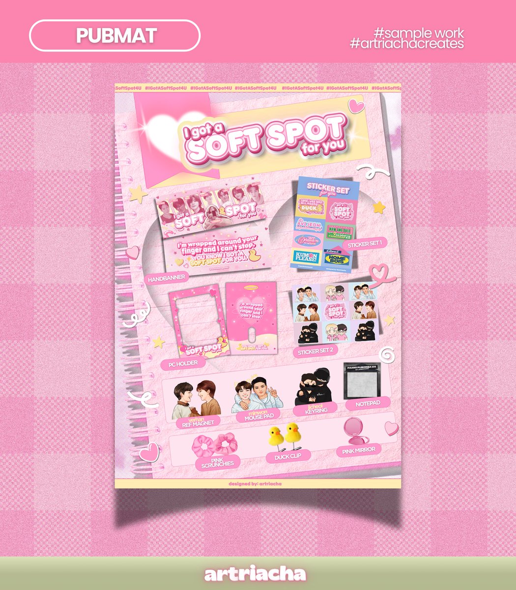artriacha's tweet photo. -ˋˏ 🌷 ┈┈┈┈ #IGotASoftSpot4U Pubmat

thank you always, Mx. Mari @uwuwooozi 
for availing my service! 💌

➳❥ 🎨 #artriacha #artriachacreates
🎟 wts lf client layout graphic design commission public publication material fancon concert freebies events kpop ppop ph https://t.co/myzyYIACS2
