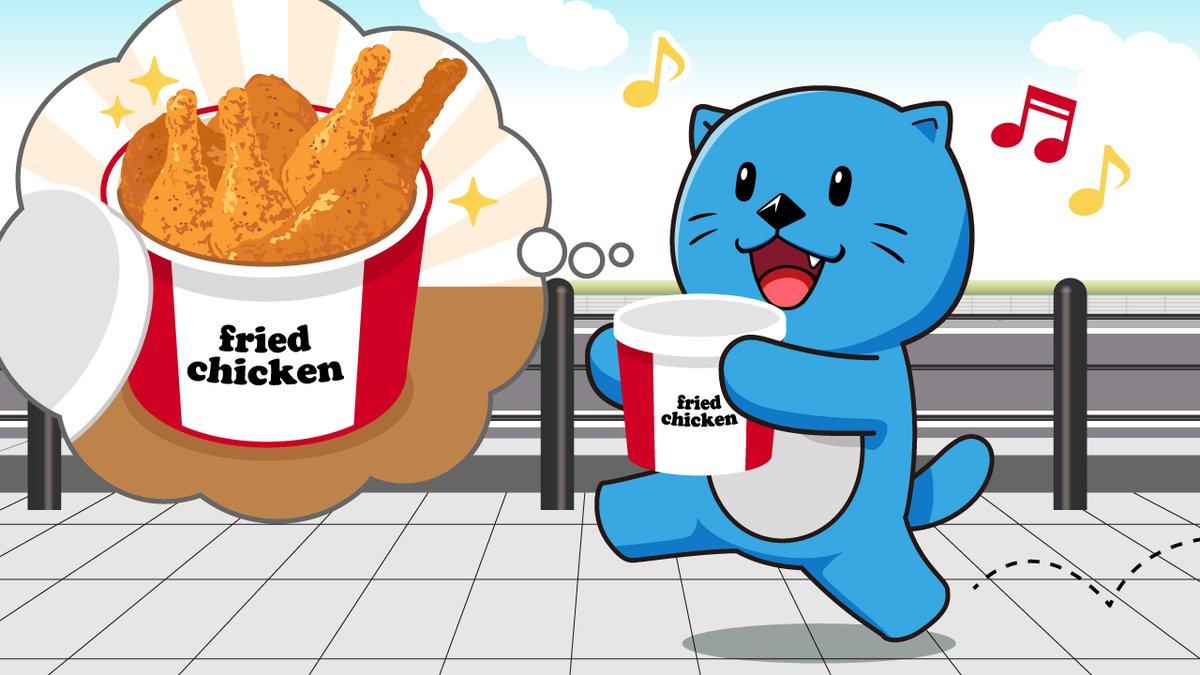 こんにちは❕ニラッコです🦦💨
 今日はフライドチキンの日🍗✨
🦦&lt;ｵﾆｸｩｩｩ! ｲｪｲｲｪｲ♪
#フライドチキンの日