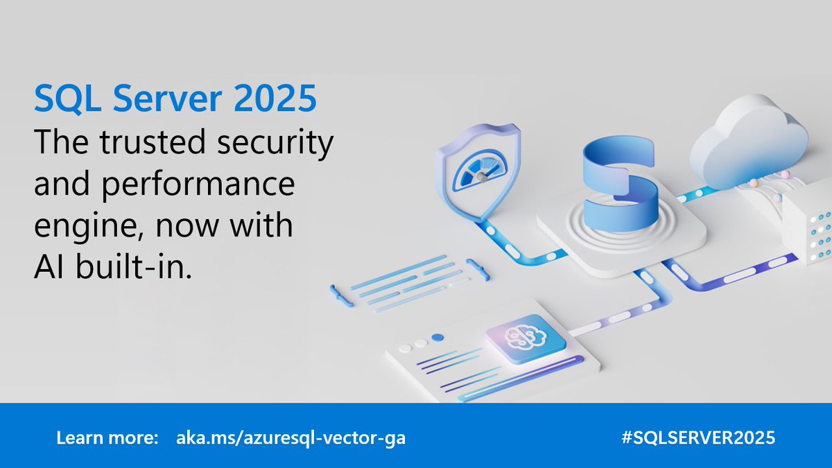 SQLServer's tweet image. Delivering your AI goals just got easier. SQL Server 2025 has AI built-in.

📚 Learn more: msft.it/6018tTt44