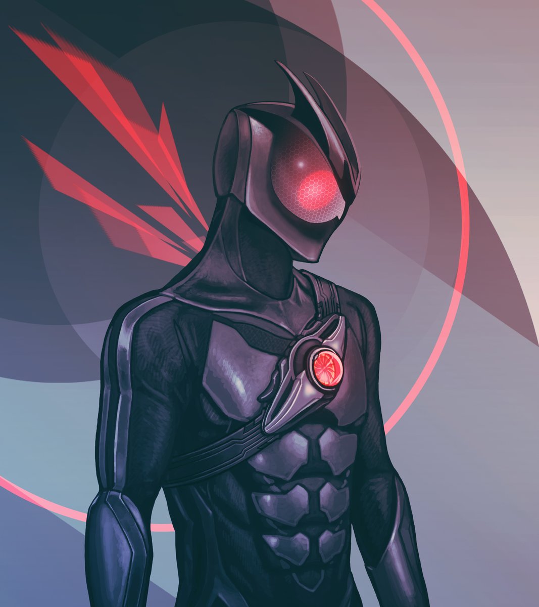 以前描いた仮面ライダーゼッツを加筆。 「1号カプセム」使用時に