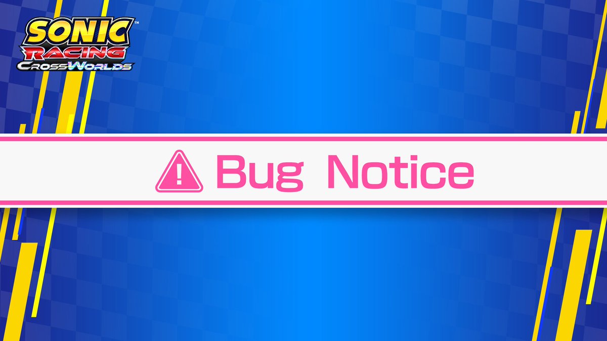 RaceCrossWorlds's tweet image. [Bug Notice]
We&apos;ve confirmed the following issue:

After receiving the Sonic Adventure Decal during the Black Friday Campaign, a bug occurs where the decal does not appear after restarting the game.

We&apos;re currently investigating this and apologize for any inconvenience caused.