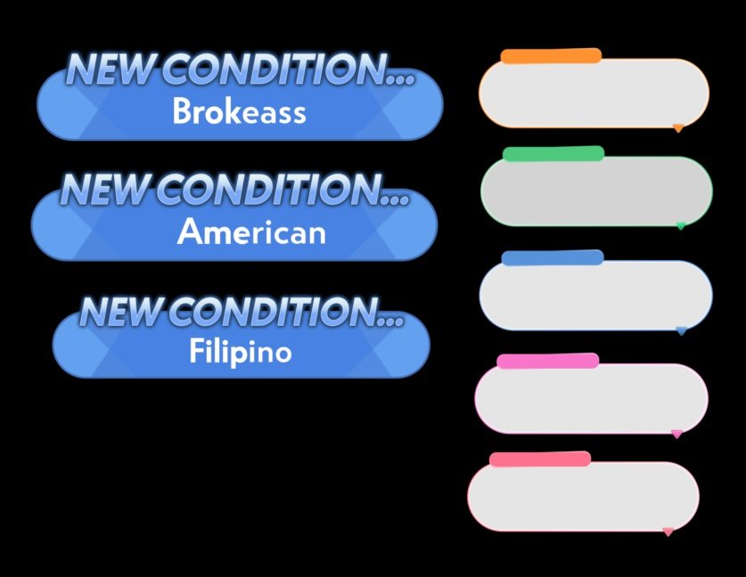 ANAFFY_'s tweet image. You can access the assets I use in my Ko-Fi for free. I forgot the New Condition text box but I&apos;ll upload it later.