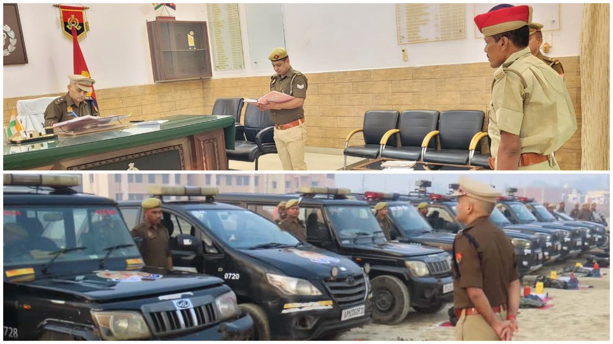 aligarhpolice's tweet image. #Aligarh । #AligarhPolice
#SSP_Aligarh द्वारा नवीन रिजर्व पुलिस लाईन छेरत में शुक्रवार परेड का किया निरीक्षण~

पुलिस कर्मियों को बेहतर टर्नआउट एवं अनुशासन में रहने हेतु किया निर्देशित

&quot;पीआरवी वाहनों व दंगा नियत्रंण उपकरणों का निरीक्षण कर उनके उचित रखरखाव व सदैव क्रियाशील दशा में…