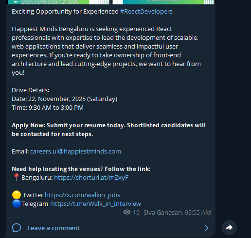 walkin_jobs's tweet image. #ReactDevelopers #Hiring #HiringDrive #ReactDeveloper #Reactjs #React #FrontendDeveloper #TypeScript #JavaScript #HTML5 #CSS3 #StatementManagement #Redux #MobX #ContentAPI #RESTfulAPI #GraphQL #Jest #ReactTestingLibrary #WebPack #Babel #NPM #VersionControlSystems #HappiestMinds