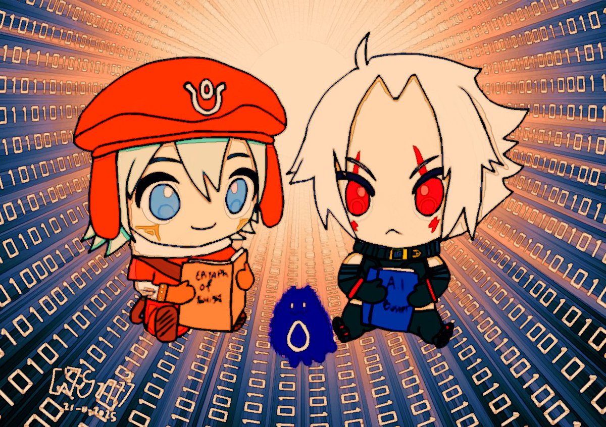 EgoisTamamono's tweet image. Ngeeenggg~ Kaito from IMOQ &amp;amp; Hasewo from GU! 

I made this for my bookmark, but should i make it a sticker? 

#dothack
#dothackimoq
#dothackGU