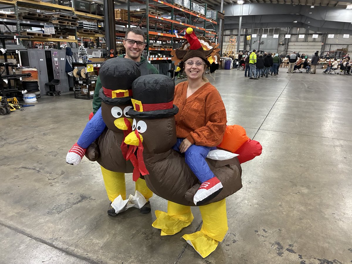 We gave out turkeys to all of our employees this afternoon. Keith and Paiten really got into the spirit. Have a happy Thanksgiving!