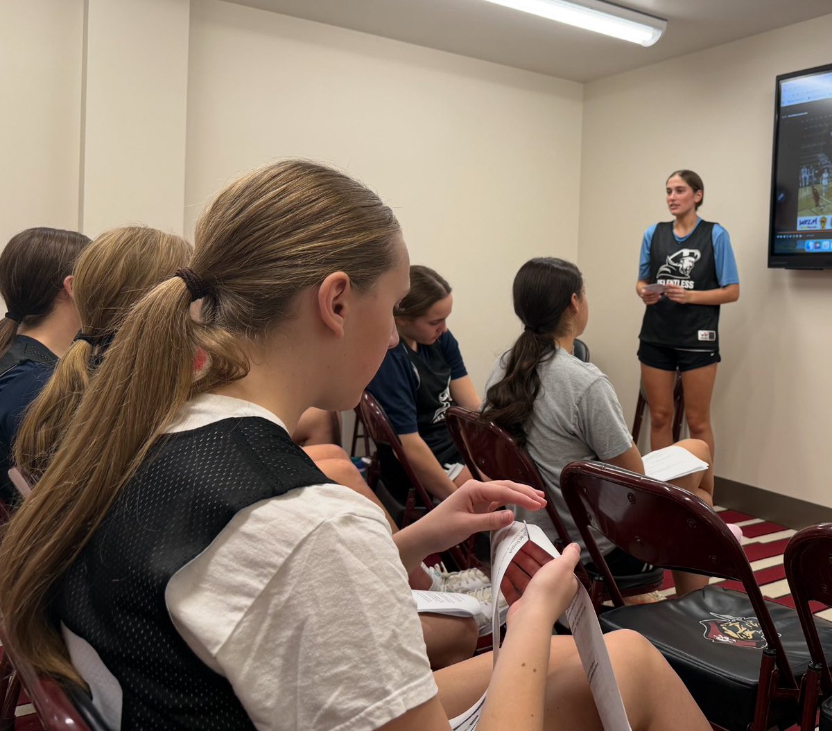 Great job by <a href="/nora20bruder/">Nora Bruder</a> leading today’s Focus &amp; Thought of the Day! The message set the tone for another strong practice on a long day!  #Relentless #togetheRR #Leader #Captain