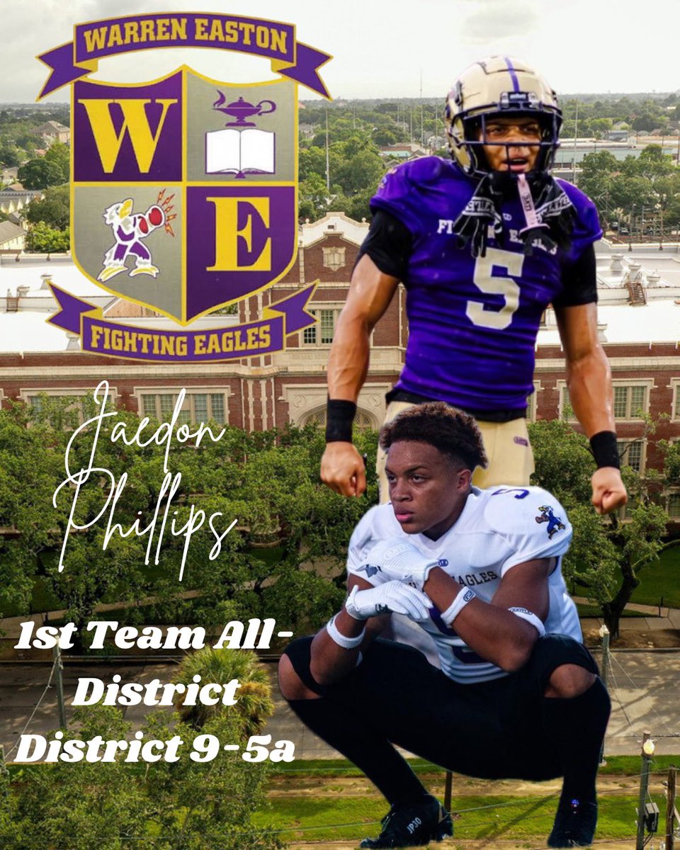 jaedonphil5's tweet photo. Blessed to make All-District in District 9-5a. @easton_football @jerryphillips30 @OG_NOE_504 https://t.co/Dt32oTDEVl