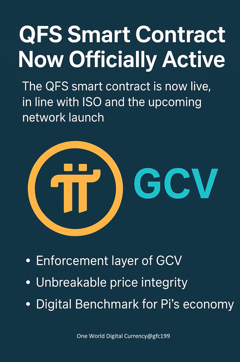 🚨 QFS Smart Contract Is NOW LIVE — and This Changes EVERYTHING for GCV &amp; Pi Network

The latest on-chain activation isn’t “just another update.”
This is the moment Pi Network’s entire economic engine locks itself under GCV logic — permanently, automatically, and without human