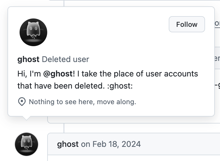 hal__lee's tweet photo. GitHub 中已删除的用户会变成 ghost https://t.co/MIwZapXJ6W