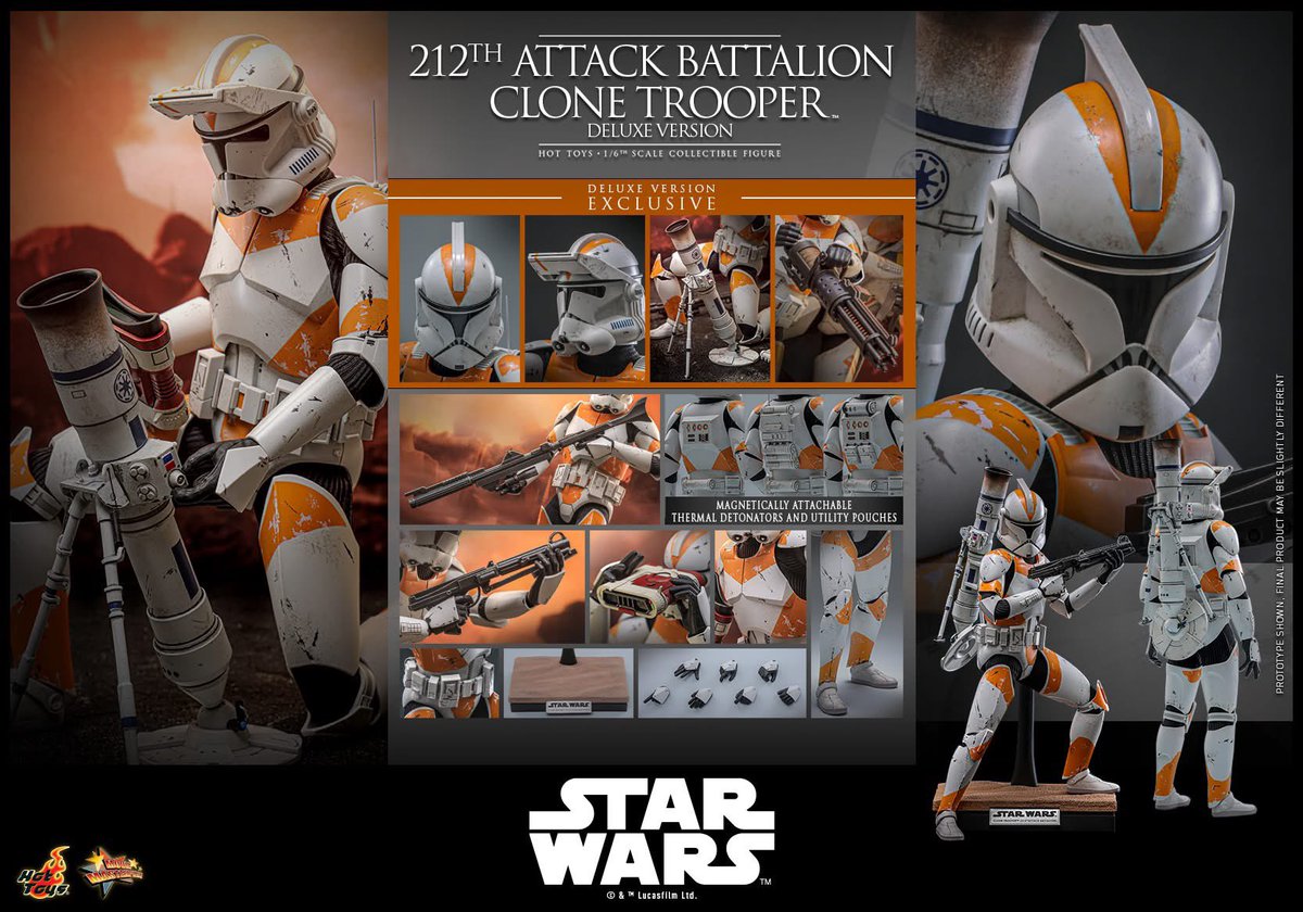 6thscale_KaWu's tweet image. 【Star Wars: Revenge of the Sith™ 1/6th scale 212th Attack Battalion Clone Trooper™ Collectible Figure (Deluxe Version)】

New announcement!

Part 4

#212thAttackBattalionCloneTrooper #CloneTrooper #DeluxeVersion #StarWars #EP3 #LucasFilm #HotToysCollectibles #SixthScale