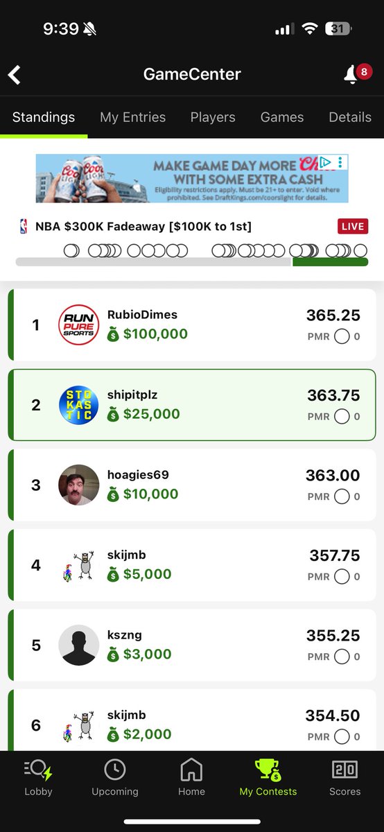 <a href="/Stokastic/">Stokastic DFS</a> <a href="/StokasticHOF/">StokasticHOF</a> decided to sign up for a week in the NBA streets after a monster NFL weekend. Thanks for the warm welcome back <3