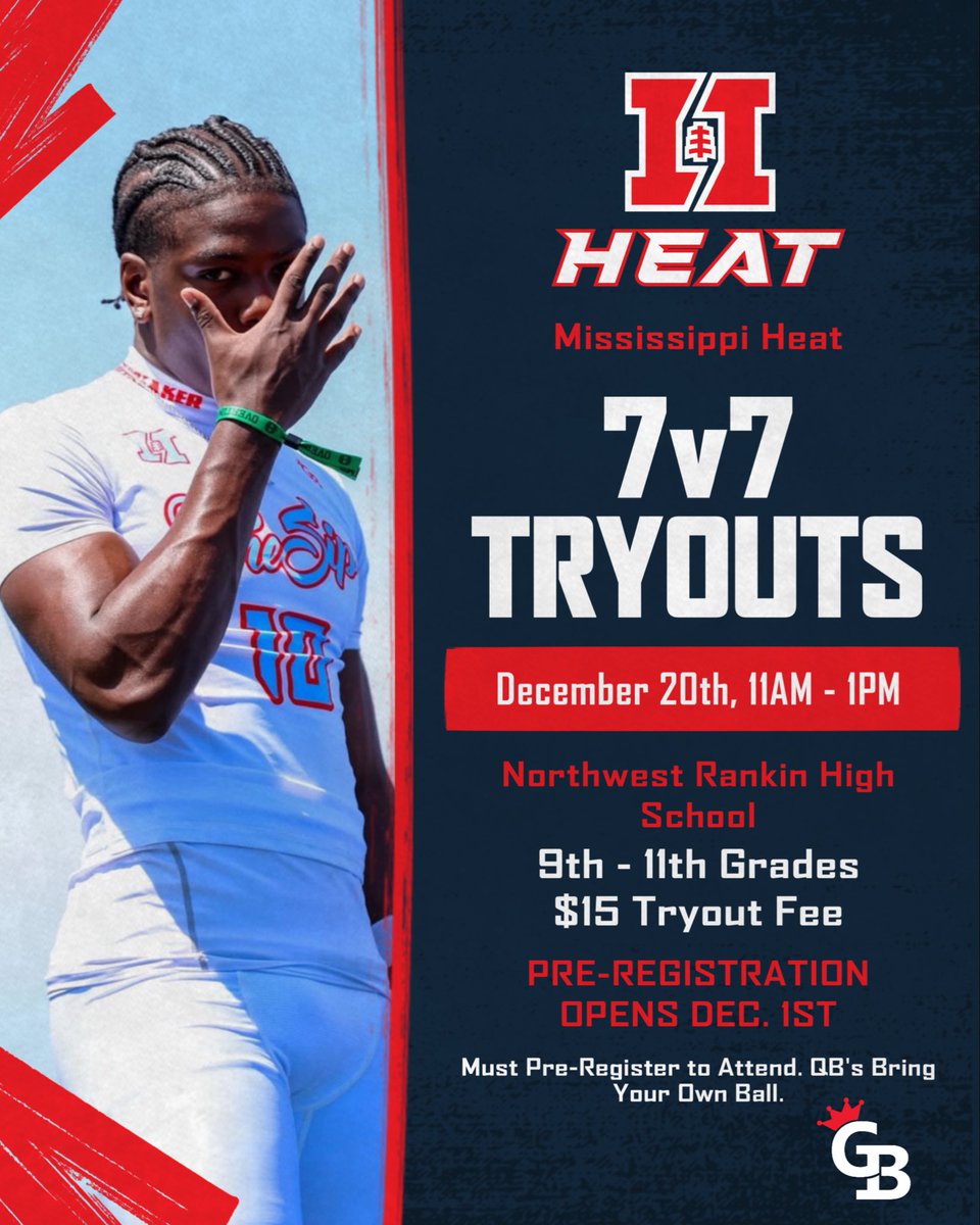 Heat7v7's tweet image. YEAR 9️⃣ Kicks off December 20th. 

Pre-Registration Link will drop Monday, December 1st. You MUST pre-register to attend! 

Grades 9th, 10th &amp;amp; 11th. ELITE 8th Graders are invited to attend, but will be competing against upper classman. 

QB’s - Bring your own 🏈

🤟🔥