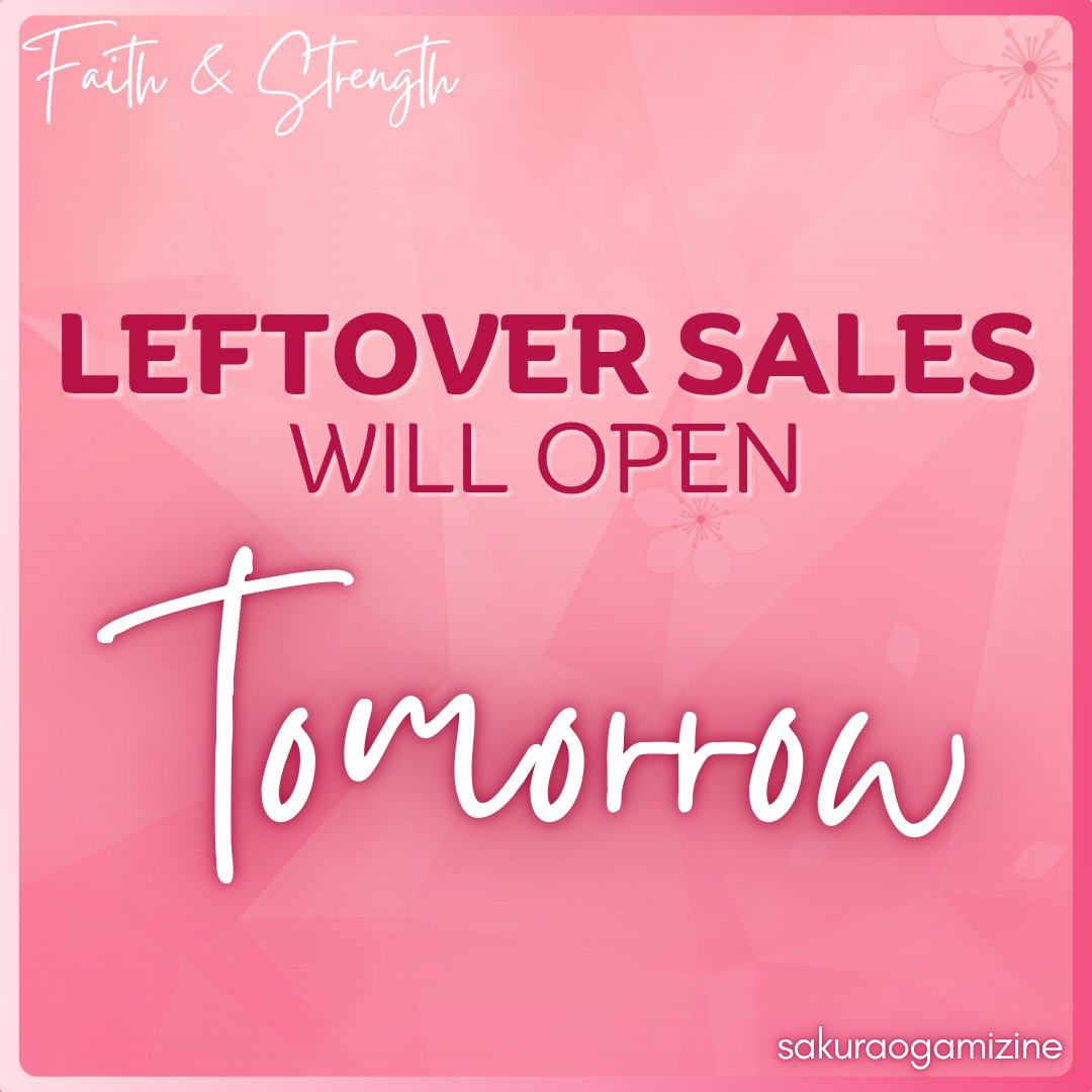 Hello Everyone! ♡  

We hope you're as excited as we are, because LEFTOVER SALES open TOMORROW! Keep your notifications turned on and look out for our opening post.

Reshares and likes are appreciated 🌸🌸🌸

Thank you! 

#sakuraogami #sakura #danganronpa #drthh