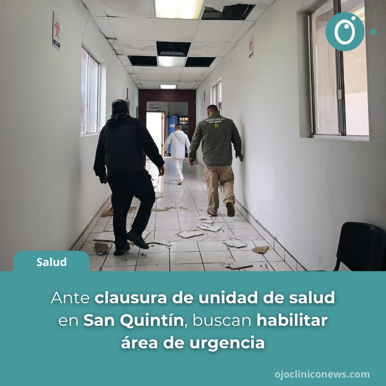 ojocliniconews's tweet photo. Por fallas estructurales, fue clausurado el #CAAPS de #SanQuintín 🚧🏥. La #SecretaríaDeSalud y el #IMSSBienestar 🤝 buscan habilitar el área de #Urgencias 🚑, la menos dañada, para mantener la atención médica 👩‍⚕️👨‍⚕️.

🧐 Revisa la nota completa https://t.co/ZvvUk4Rnhp https://t.co/trUCkWtTkP