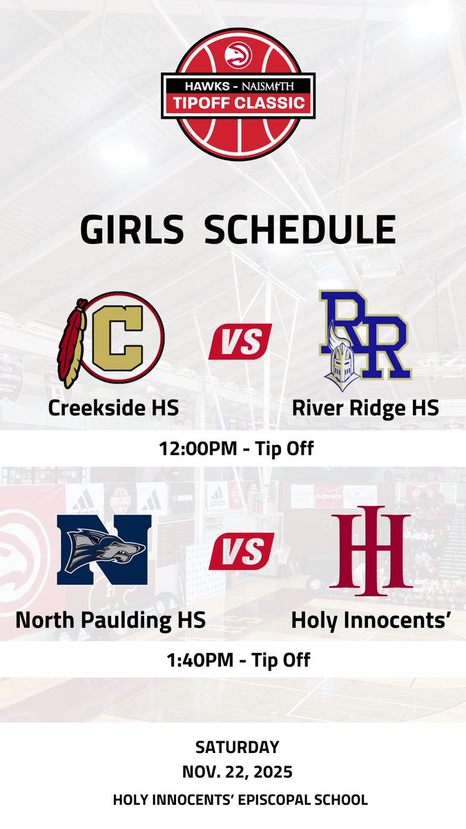 Girls Schedule is 🔥

<a href="/Creekside_Tribe/">Creekside Athletics</a> vs <a href="/KnightNation_09/">Knight Nation Est.09</a> 

<a href="/NPHSLadyHoops/">NPHSLadyHoops</a> vs <a href="/HIESGirlsBBall/">HIES Girls' Basketball</a> 

Be There! 

🎟️: gofan.co/event/4136388?…