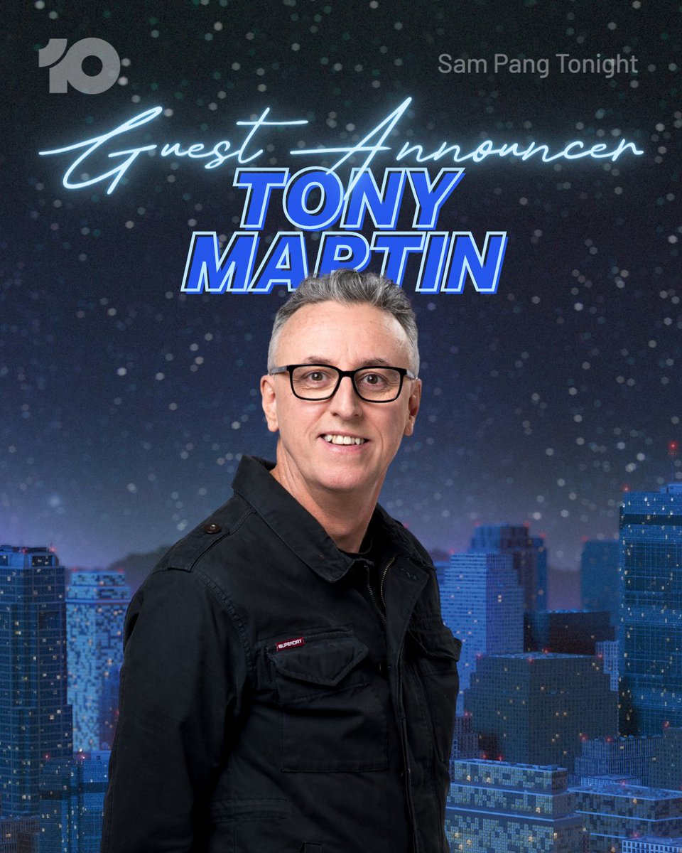 sampangtonight's tweet image. See ya Monday! 👋

⭐Alan Davies
⭐Priscilla Presley
🎙️Tony Martin
🎡Wheel of Segments

#SamPangTonight | 8.40 Monday on @Channel10AU