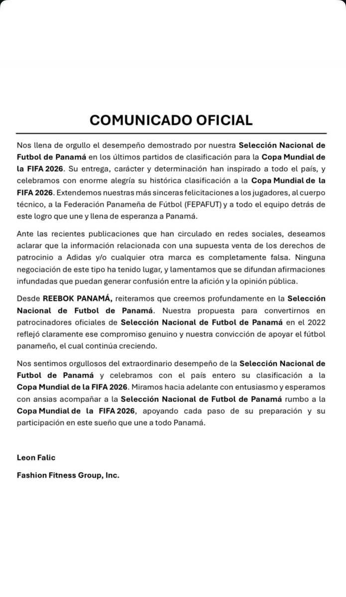 Comunicado de REEBOK. 🇵🇦😅