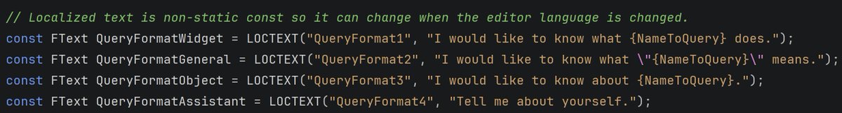tsubasamusu's tweet image. AIAssistantSlateQuerier.cpp の UE::AIAssistant::SlateQuerier::QueryAIAssistantAboutSlateWidget() の中をいじればそのプロンプトを好きなものに変更できそう。

#UE5Study