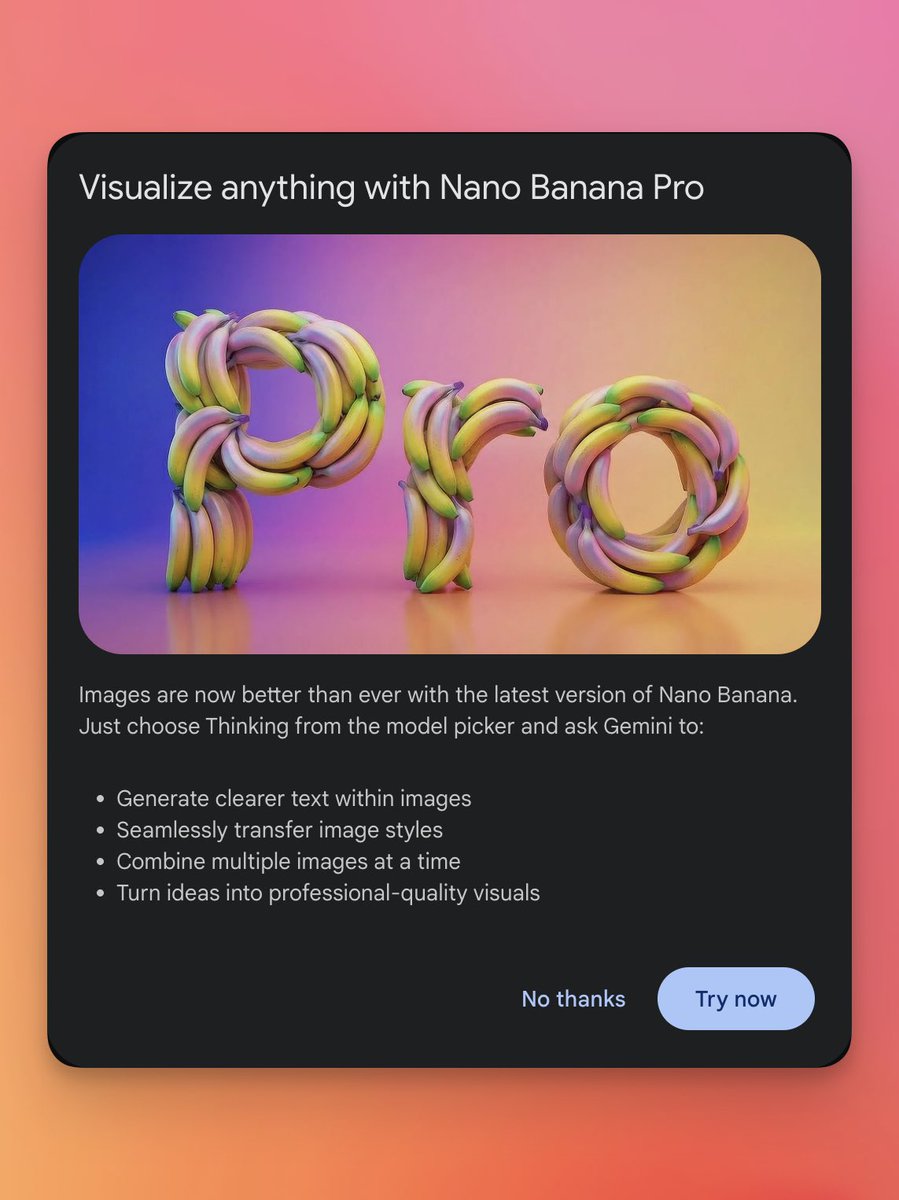 imhaoyi's tweet image. Google just dropped Nano Banana Pro, and it basically solves the logic issues in AI image gen using Chain of Thought. 🍌🧠

Think of it as giving the model a &quot;brain&quot;: it runs a Thinking Mode (drafting the layout/logic) before rendering the final 4K output.

#AIWorkflow…