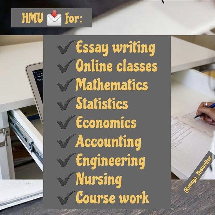 classhelp344's tweet image. Feeling stuck with your assignments? 
class kicking my ass?
pay assignment?
pay essay due?
research paper?
pay term paper
History
Homework help?
Business?
Nursing

#100DaysOfCode #WomenWhoCode #NodeJS #IoT #Python #javascript #Econometrics #webdev #DEVCommunity #AcademicChatter