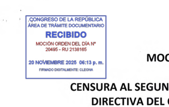 cviguria's tweet image. Finalmente, consiguieron firmas para presentar moción de censura de Waldemar Cerrón (Perú libre) como segundo vicepresidente del Congreso. 

Y aquí el detalle: la amenaza de censurarlo vino de Fuerza Popular esta mañana. Sin embargo, ningún fujimorista firmó el documento. Solo…