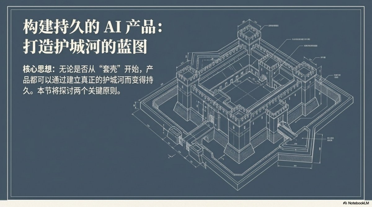 17/22 護城河藍圖:從套殼到堡壘
無論是否從「套殼」開始,產品都可以透過建立真正的護城河而變得持久。
接下來我們將探討建構防禦性的兩個核心原則。