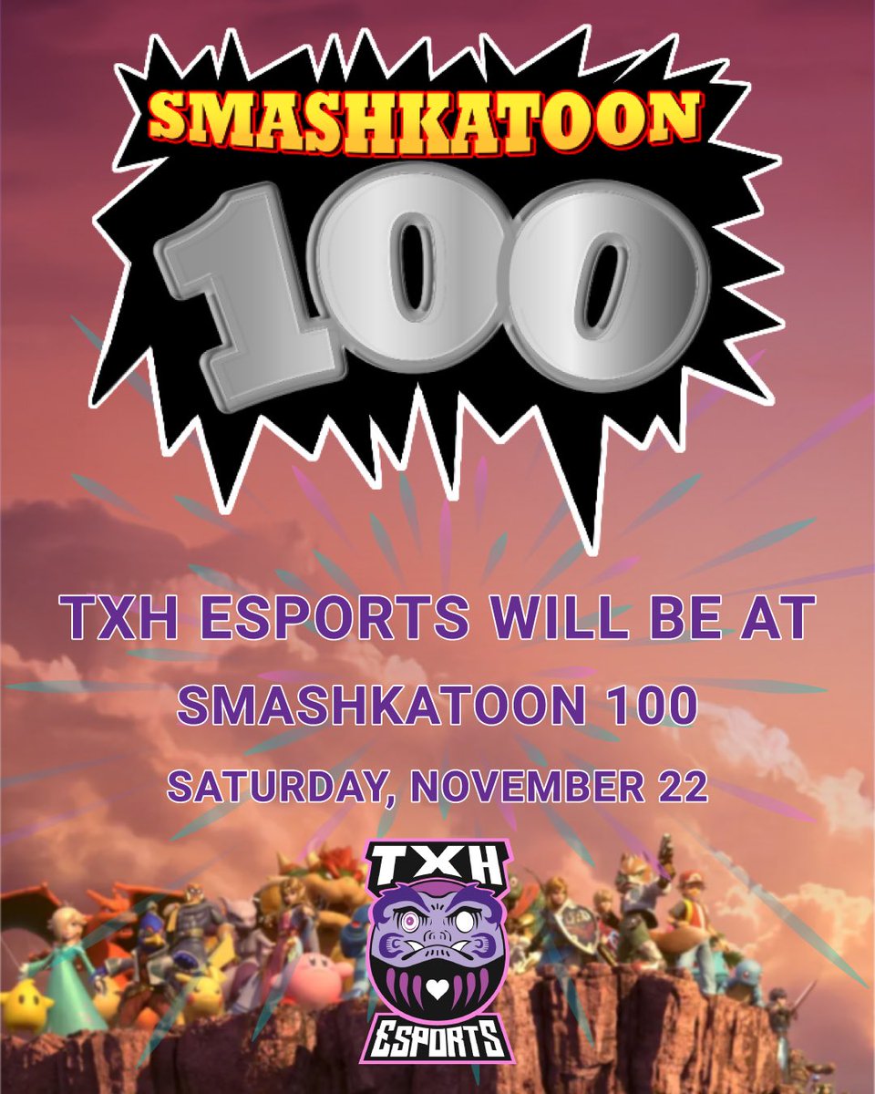 TXH is in full effect this weekend!  

<a href="/silver_cck/">TXH | Silver</a> <a href="/BeezyGraham/">txh | beezy</a> <a href="/Deviljhoey/">TXH | deviljhoey</a>      and <a href="/BelucasLIVE/">TXH | Bell</a> will be attending <a href="/sasksmash/">Saskatchewan Smash</a>’s Smashkatoon 100! 

Best of luck this weekend gentleman! 
Follow the event here: start.gg/tournament/sma…

#SmashBros #Melee #SmashUltimate