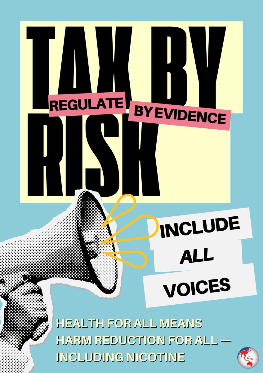 caphraorg's tweet image. Restore harm reduction to the FCTC.
Tax by risk. Regulate by evidence. Include all voices.
Health for all means harm reduction for all — including nicotine.  #COP11FCTC #THRworks #HealthForAll