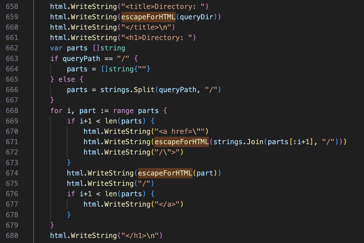 MavLevin's tweet image. escapeForHTML() wasn’t fully broken. just used in the wrong spot

pic 1: definition
pic 2: usage

pause at this tweet if you want to find the XSS bug yourself (answer in next tweet)