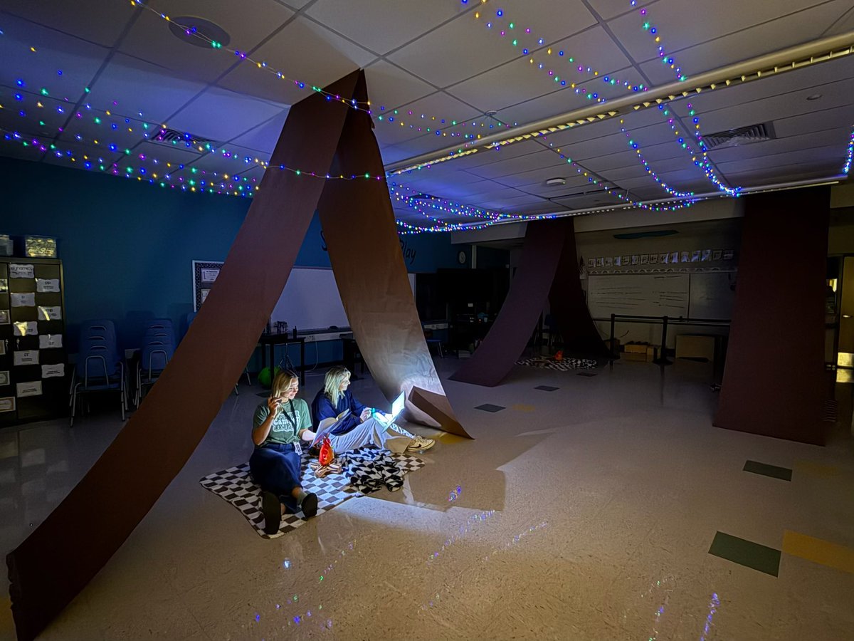 DUE_Principal's tweet image. Literacy Night! Fishing for Facts, Campfire Tales, Catch that Habit, S’mores, Bear Hunt, Word Building, Puppet Pals and the Book fair! Such a fun night! #WeAreDuello