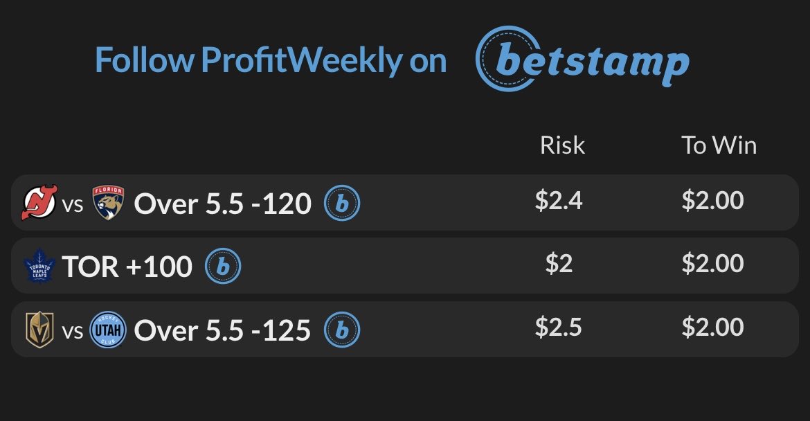 ProfitWeekly's tweet image. Tonight’s NHL
