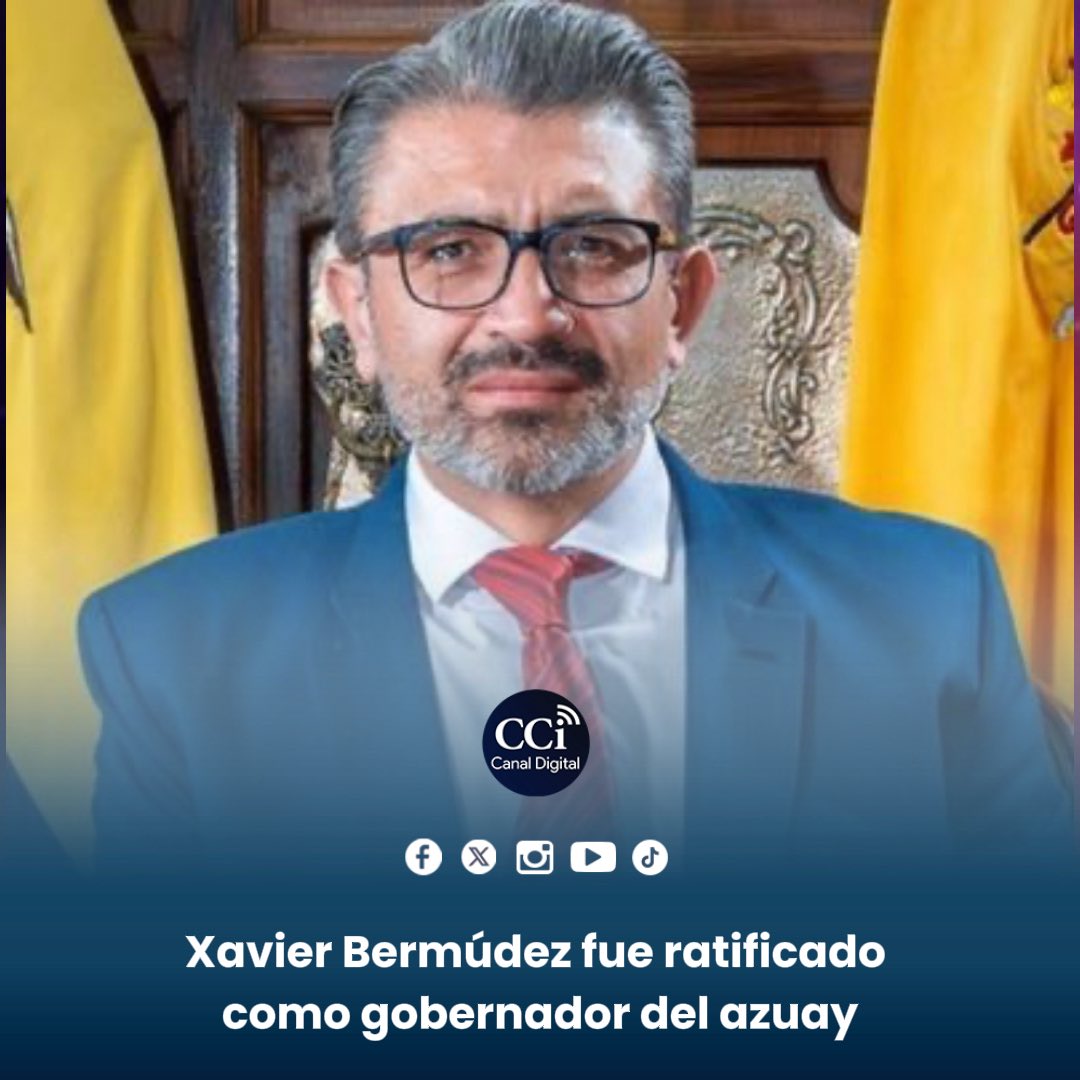 CCInoticias's tweet photo. 📌 Gobernador del Azuay continúa en funciones

El gobernador del Azuay, Xavier Bermúdez, fue ratificado en su cargo luego de haberlo puesto a disposición tras los resultados de la consulta popular.
La decisión confirma su permanencia al frente de la institución.
#NoticiasAzuay https://t.co/tzOP5uphy9