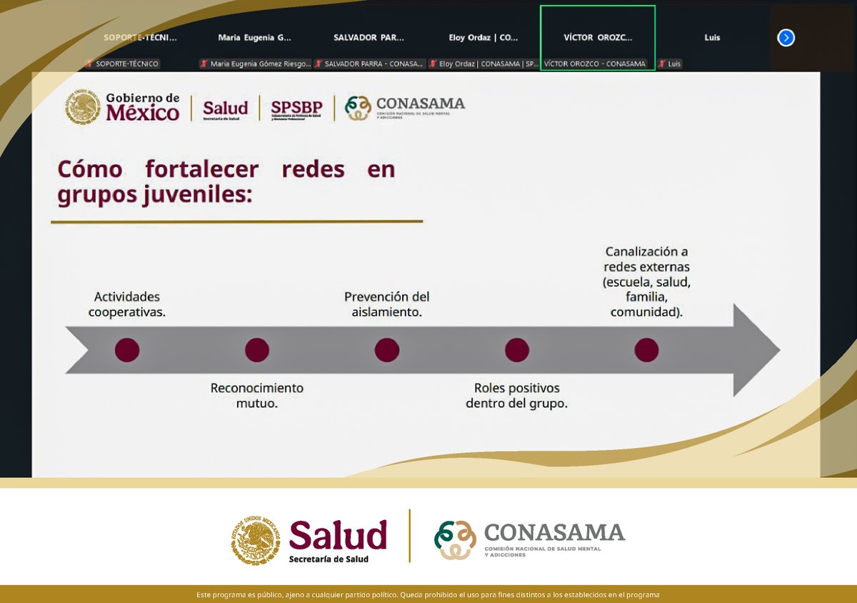 La #CONASAMA en coordinación con la <a href="/saludmentalmich/">Dirección Salud Mental</a> ,  llevó a cabo la primera sesión del webinar “Creciendo juntos: Salud mental y empoderamiento juvenil por la paz y la justicia”, dirigido a profesionales de la salud de la entidad.

Bajo el título “Conociéndonos: la fuerza de
