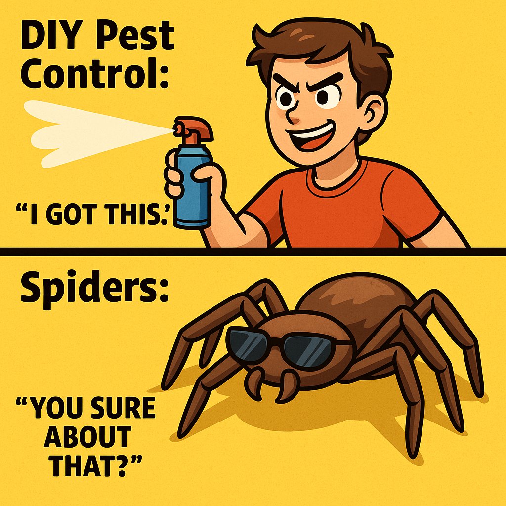 All_Clear_Pest's tweet image. Your confidence: ✅
Your spray: ✅
The spider in sunglasses: still not impressed.
Call Les on 0488 558 688!

#pest #pestcontrol #meme