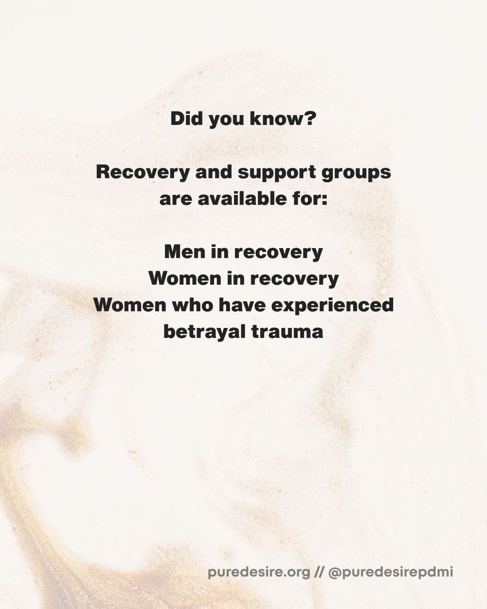 PureDesirePDMI's tweet image. Online groups are:
✅led by a Certified Pure Desire group leader.
✅fee-based for quality assurance.
✅approximately 8-10 months.
#endaddiction #betrayaltraumarecovery