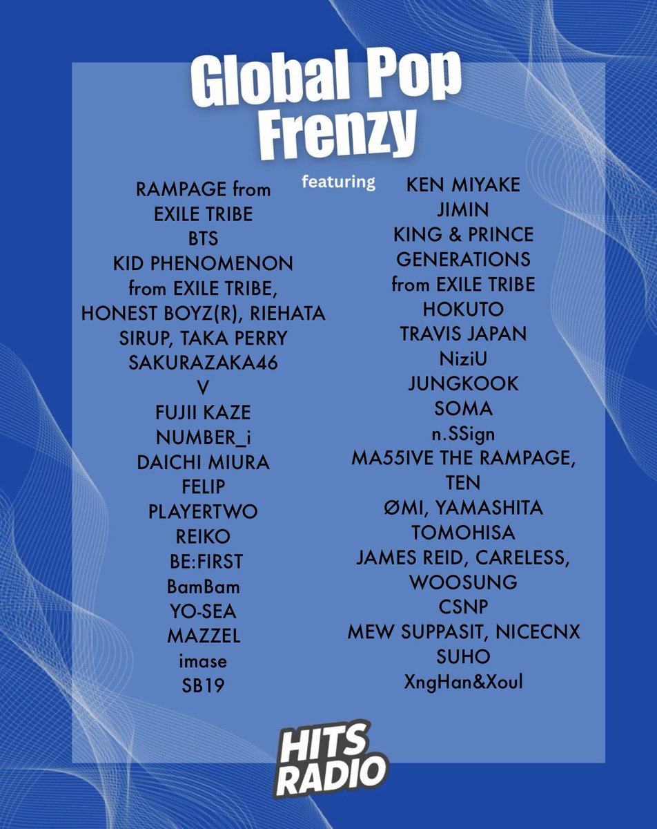 🇨🇦Global Pop Frenzy 📻 @HitsRadioCanada 📢今日のリストが発表され
