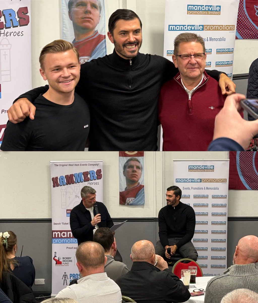 tomkinsofficial's tweet photo. Fantastic night with @MandevilleProm2 and @jimmywalker001 meeting all the West Ham fans! ⚒️🙏 https://t.co/eECqpogIMf